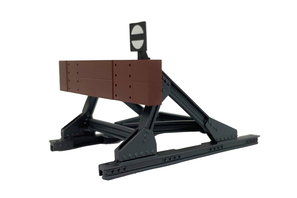 Lenz 55067 - Prellbock mit Bohle, Messing Fertigmo